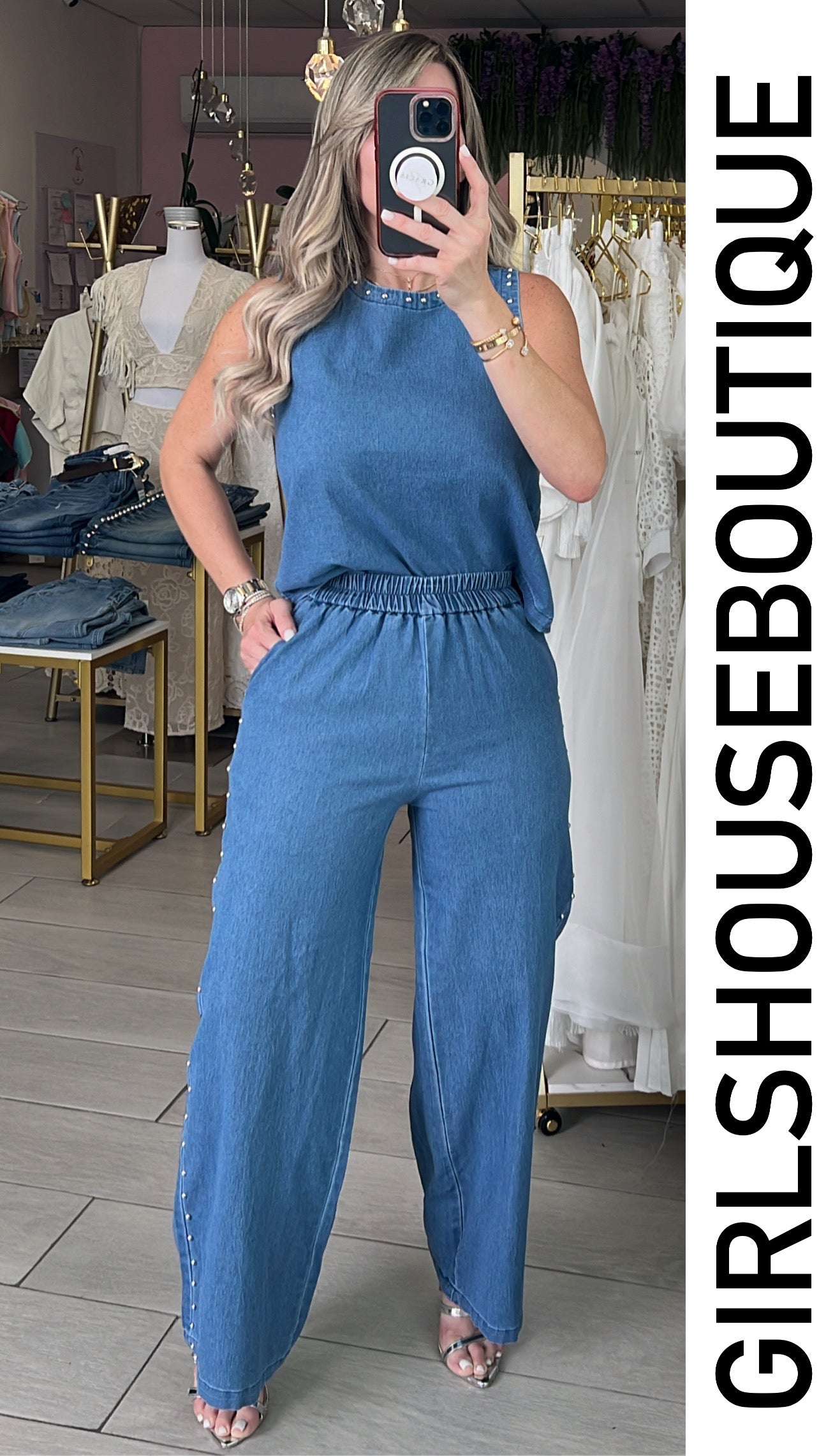 Breeze Light Denim Top & Pant Set