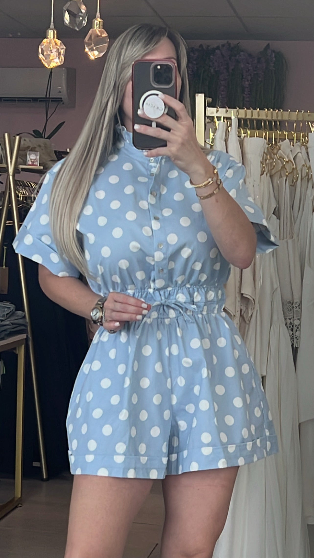 Polka Dots Baby Blue Romper