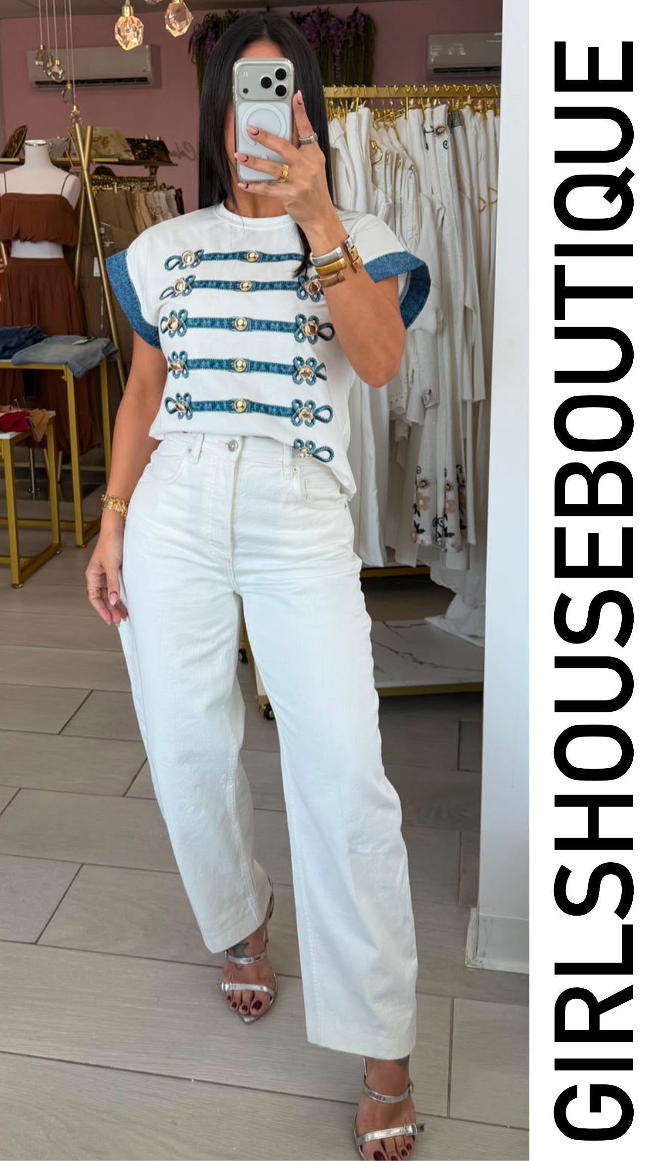 Basic Denim Paint Design Top