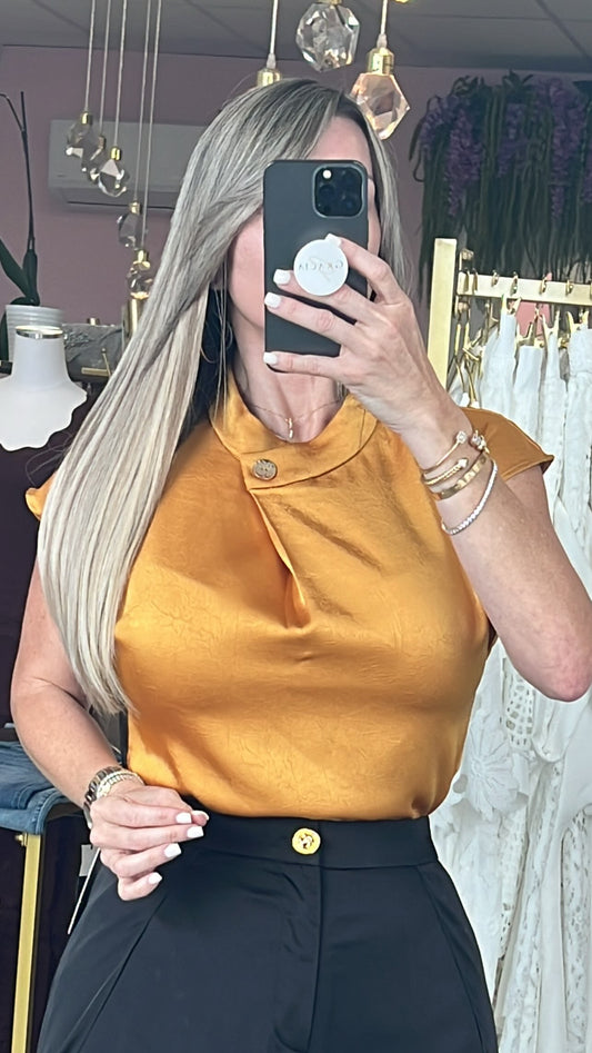 Mustard Textured Satin Blouse