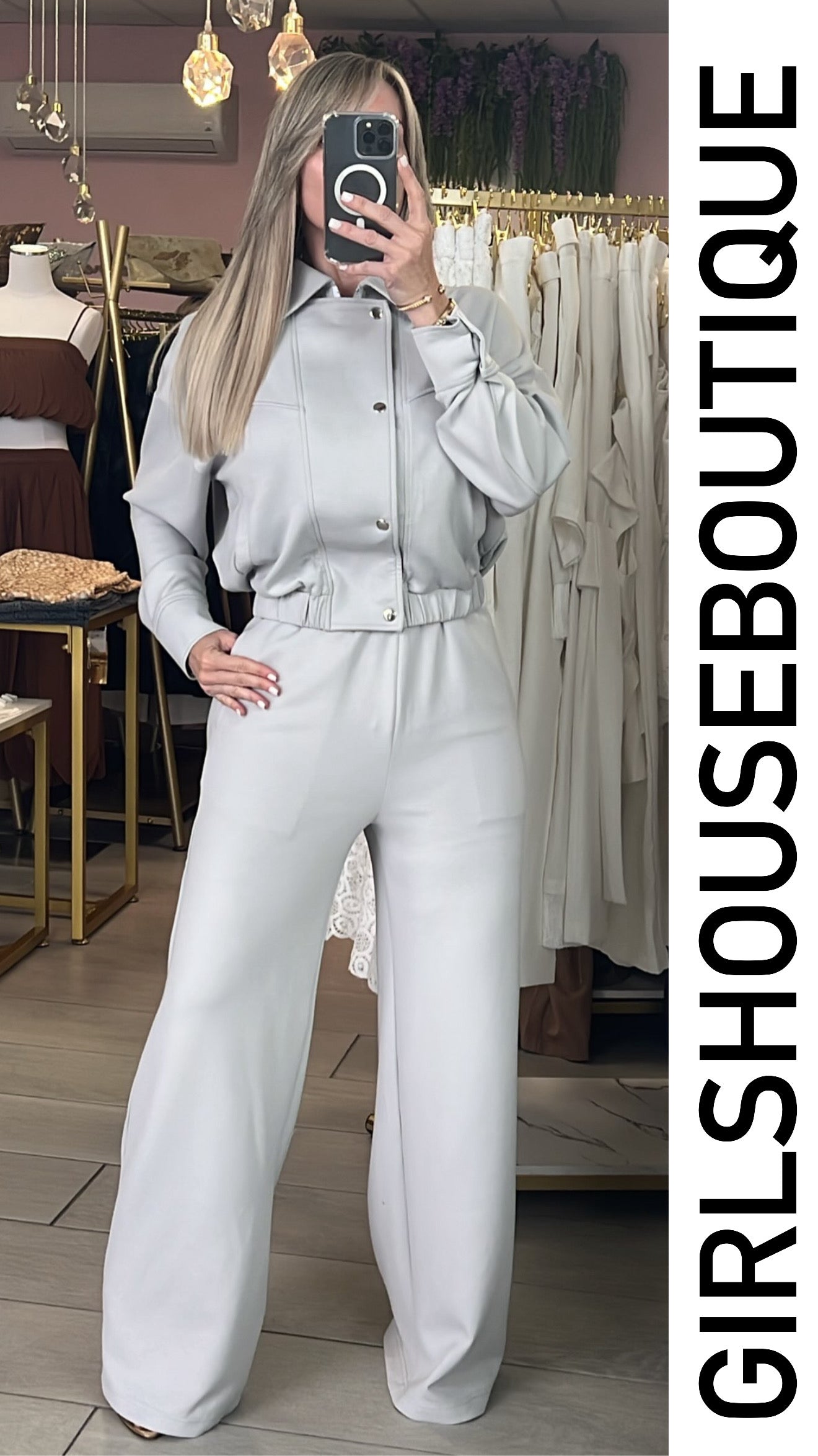 Grey Europe Design Jacket & Pant Set