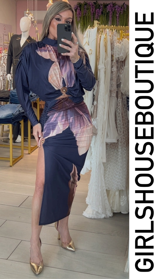 Orchid Strech Midi Skirt & Top Set