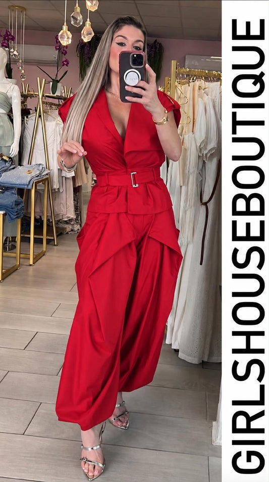 Red Fall Muse Top & Elegance Pant Set