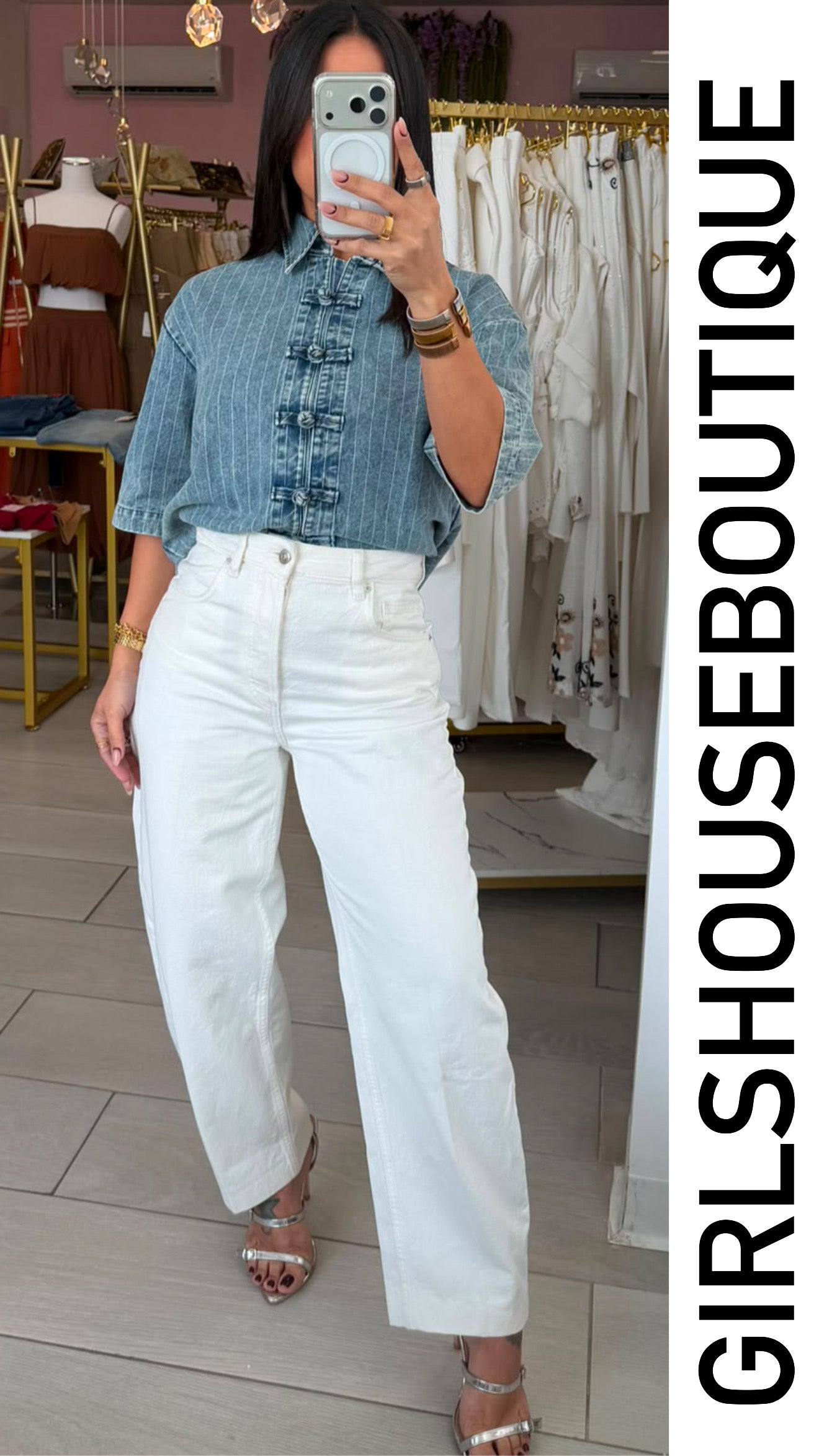 Denim Wash Napoleaon Oversize Blouse