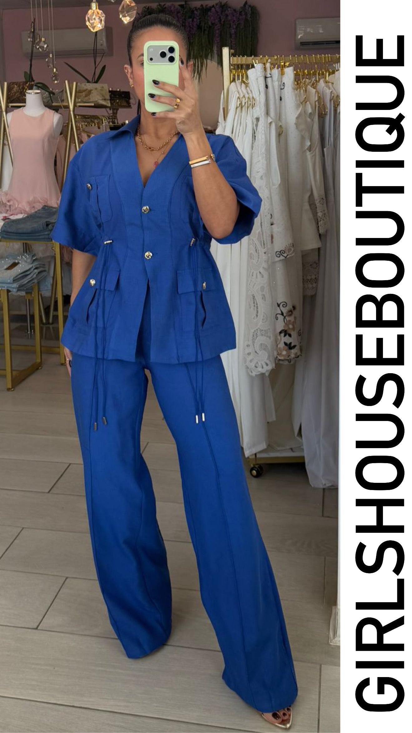 Blue Elegance & Classic Pant Set