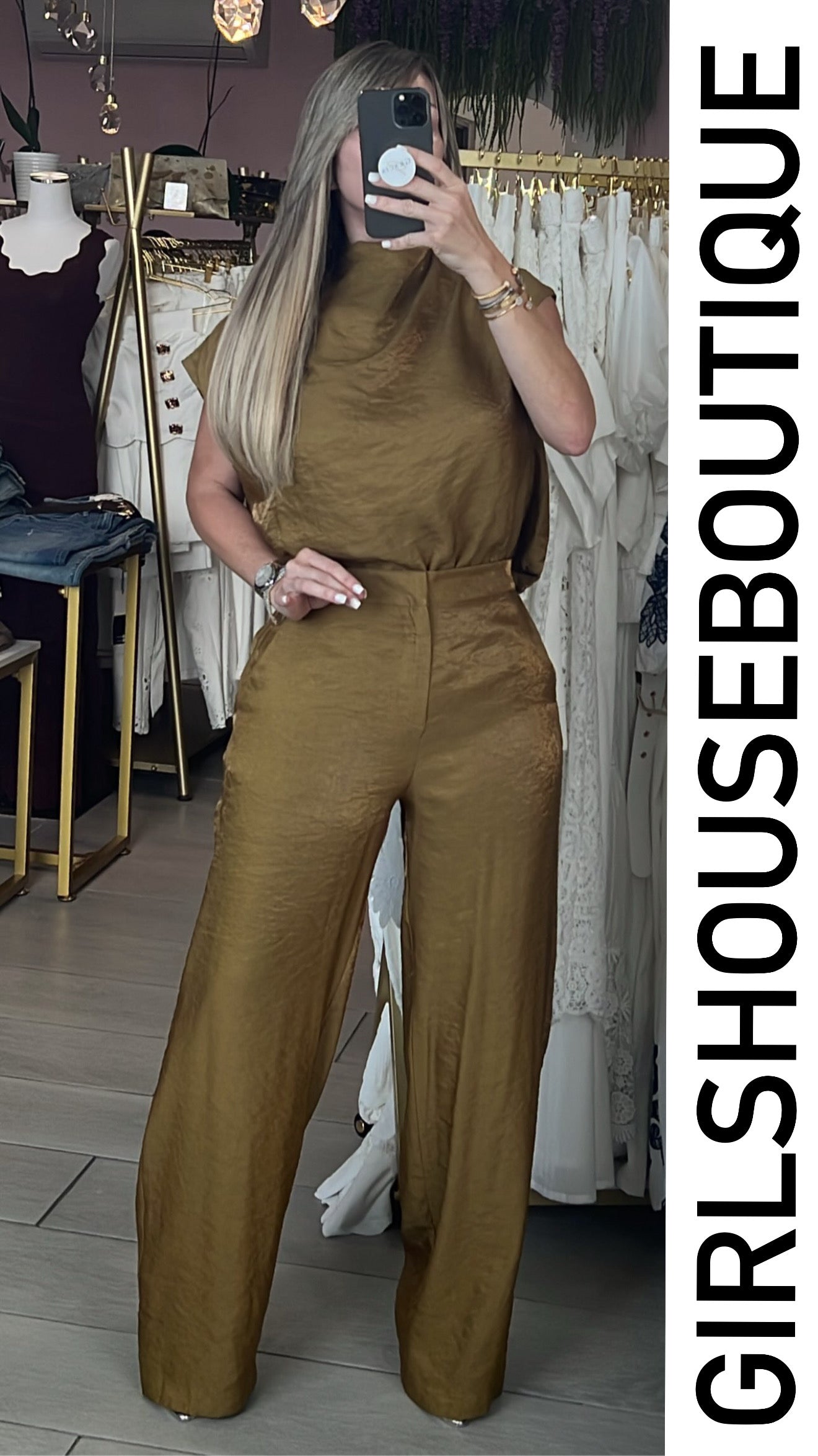 Mustard Turtleneck Blouse & Elegance Pant Set