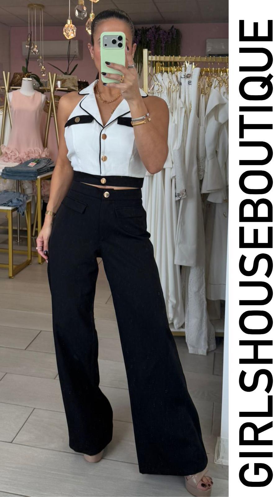 Black & White Vest & Pant Set