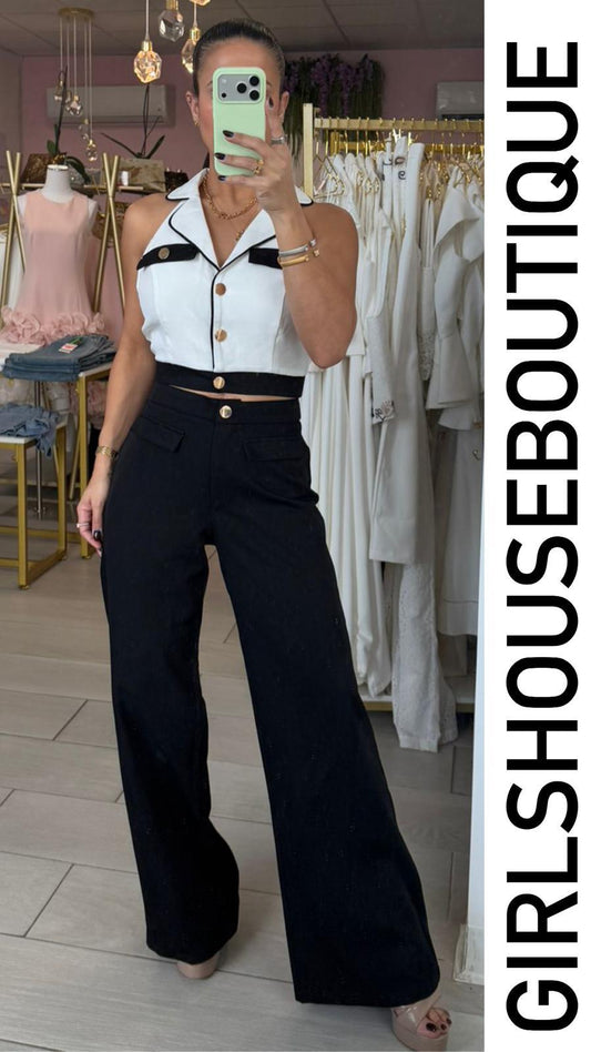 Black & White Vest & Pant Set