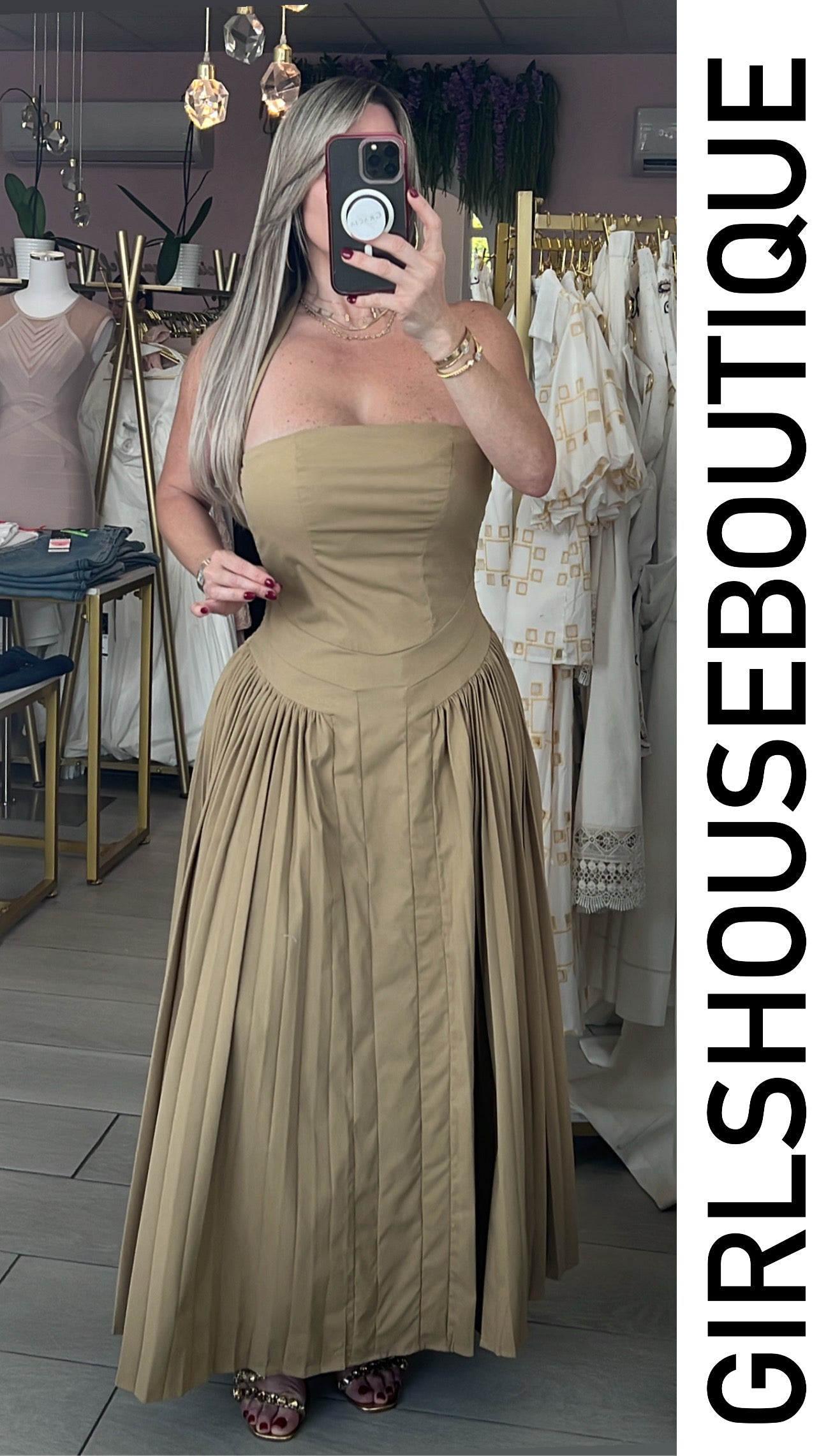 Kaky Halter Elegance Pleated Dress