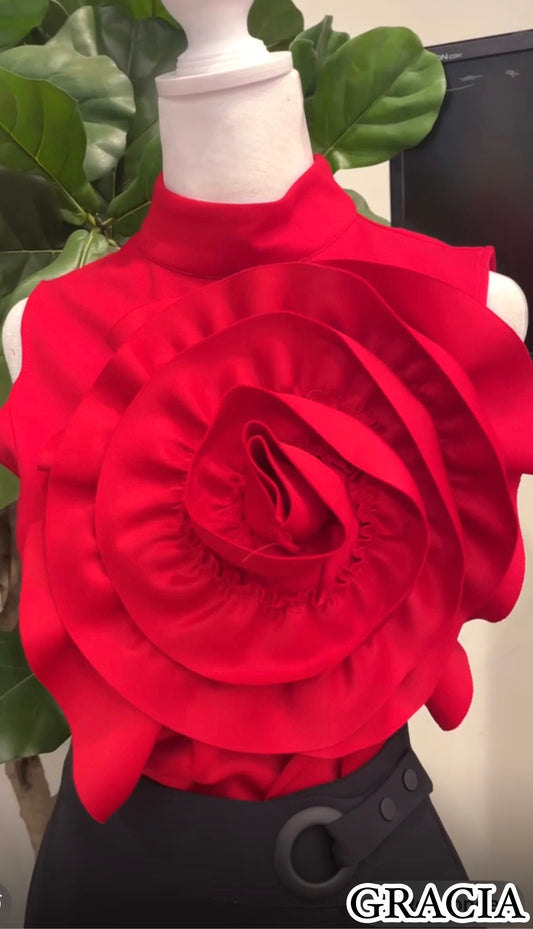 GRACIA COLLECTION Flowers Passion Rouge Top