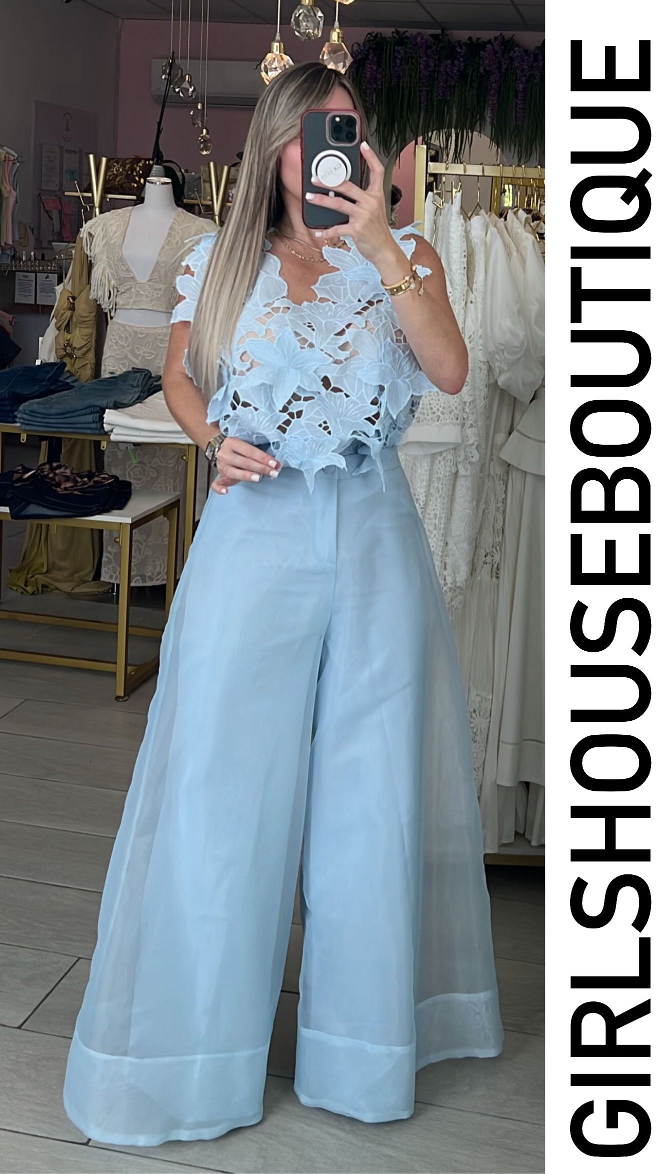 Organza Ice Blue Elegance Palazzo