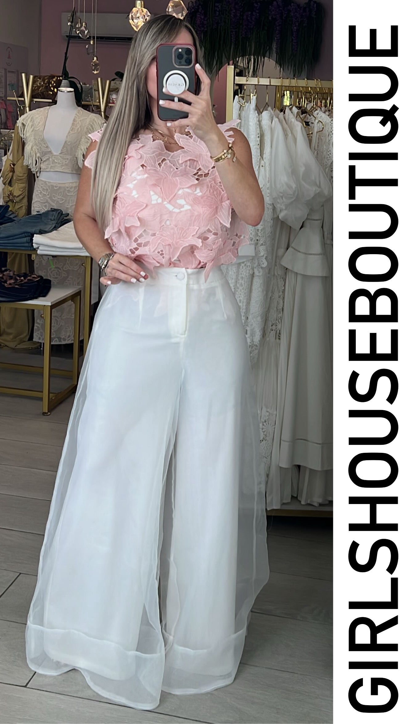 Blush Floral Lace Blouse