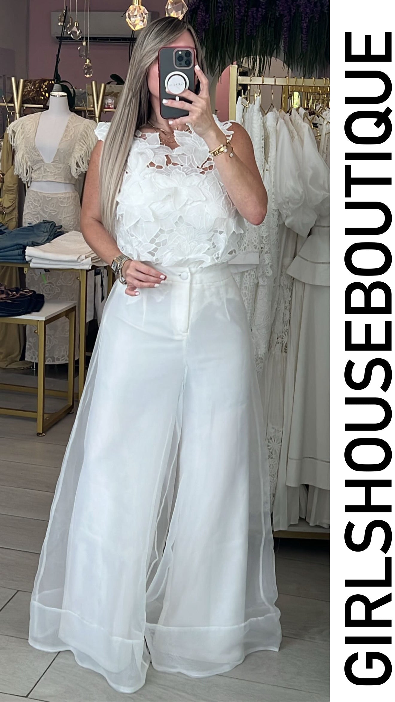 White Floral Lace Blouse