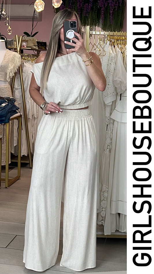 Lino Sand Bliss Top & Pant Set