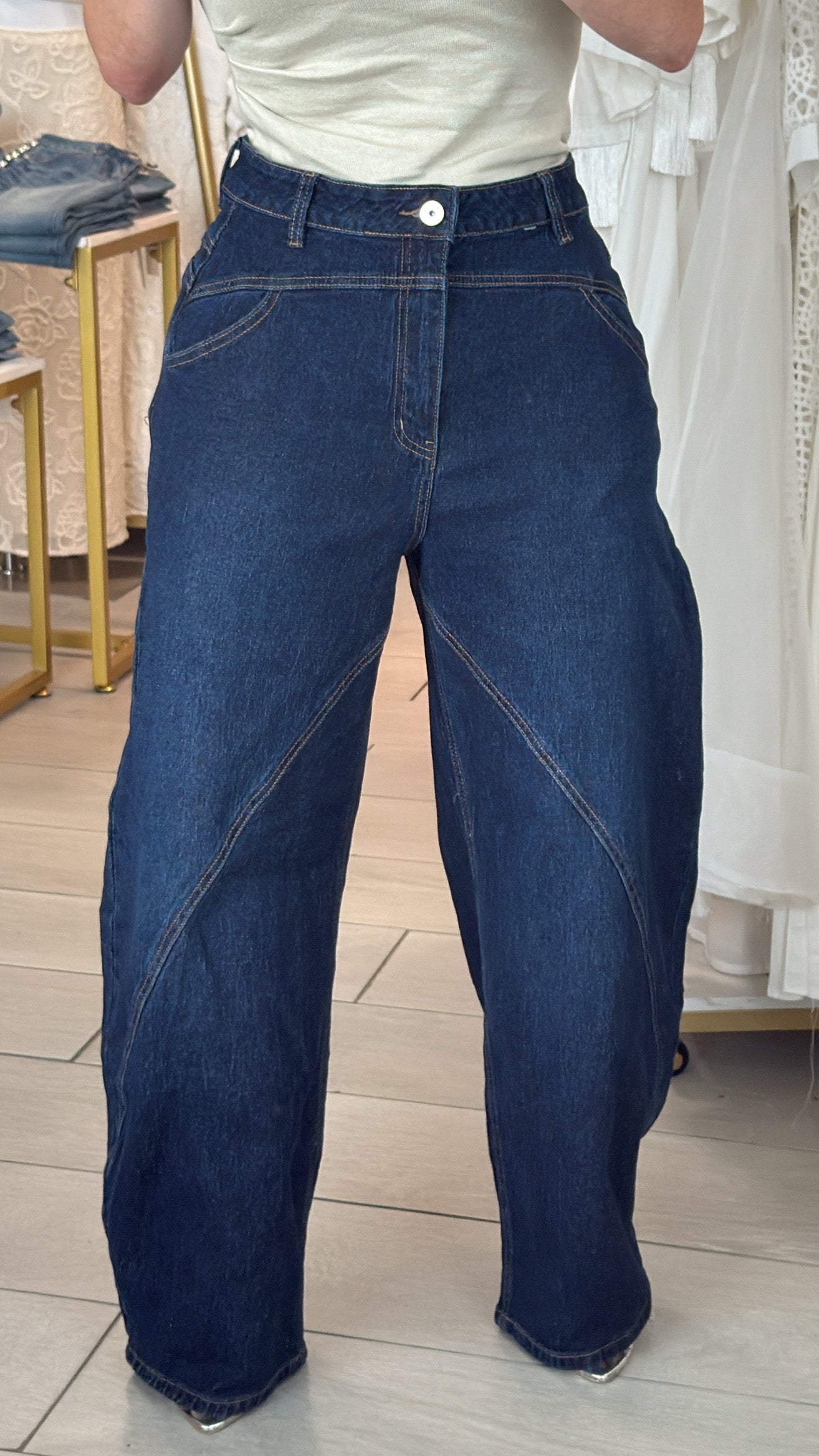 Dark Denim Barrel Baggy Pant