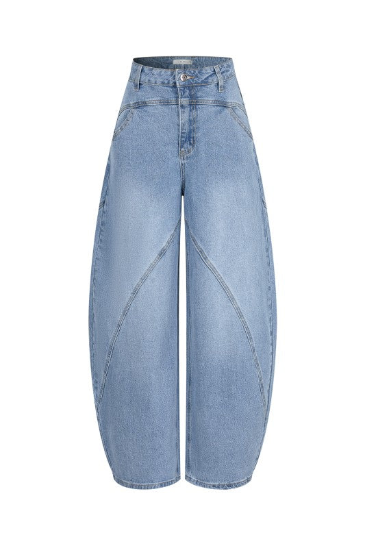 Light Denim Barrel Baggy Strech Pant