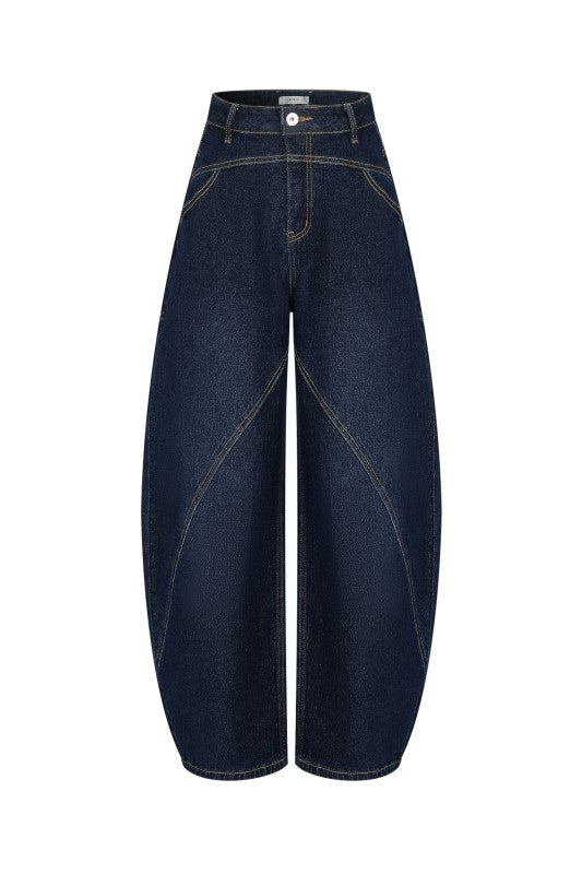 Dark Denim Barrel Baggy Pant