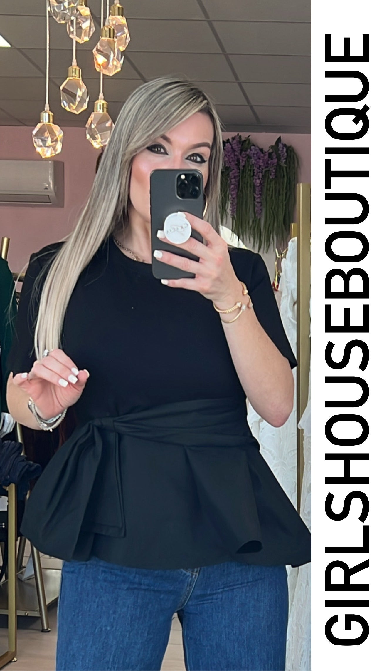 GRACIA COLLECTION Midnight Ruffle Blouse