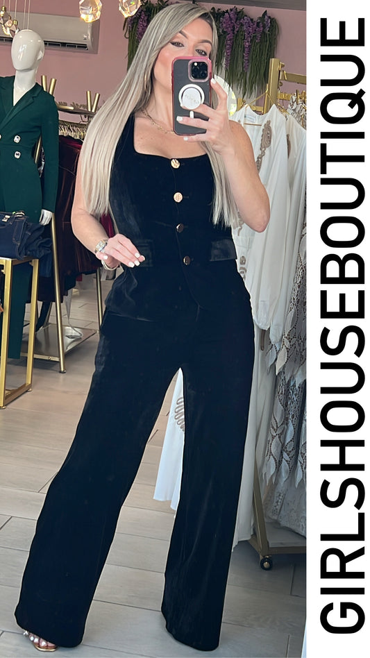 Noir Velvet Vest & Pant Set