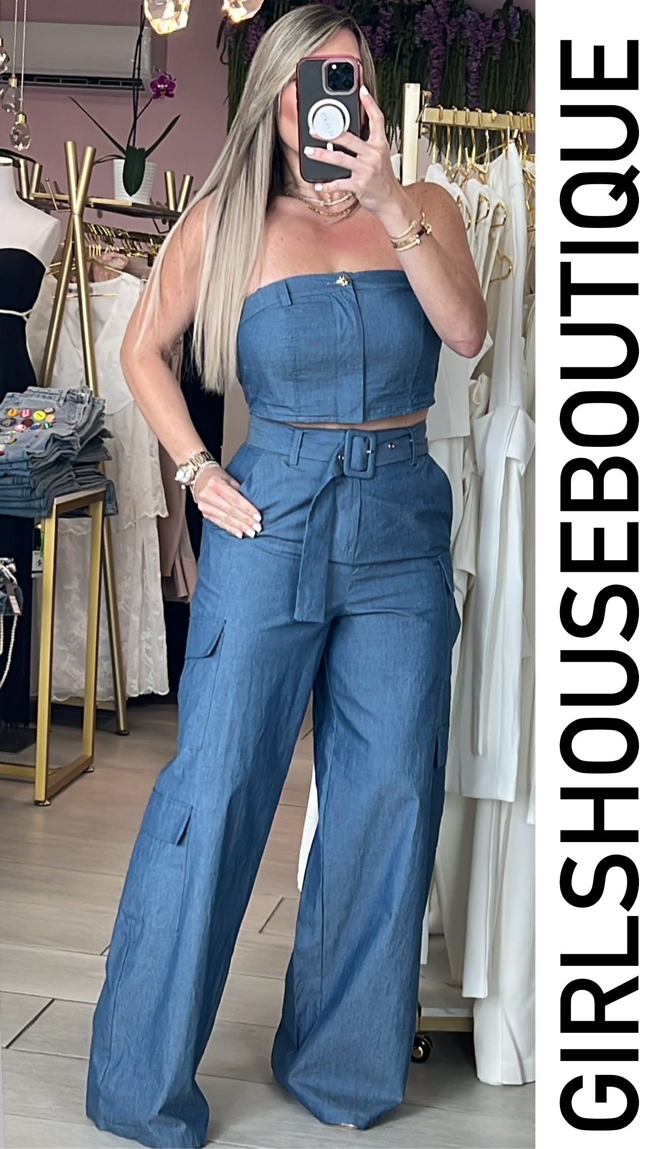 Strapples Top & Cargo Pants Set