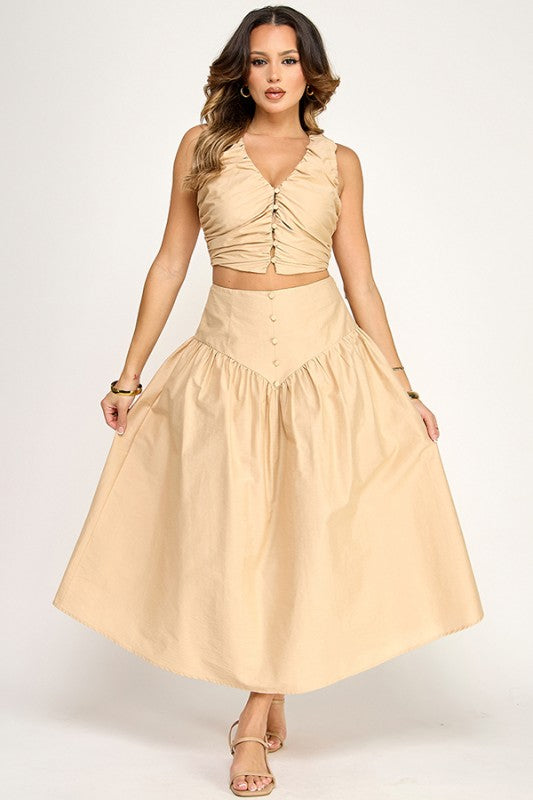 Kaky Crop Top & Skirt Set