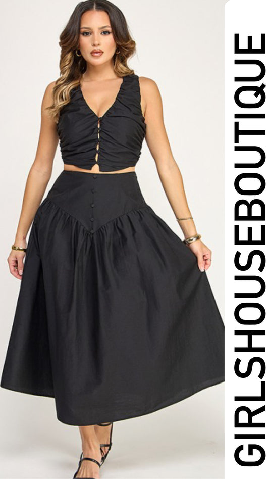 Ónix Crop Top & Skirt Set
