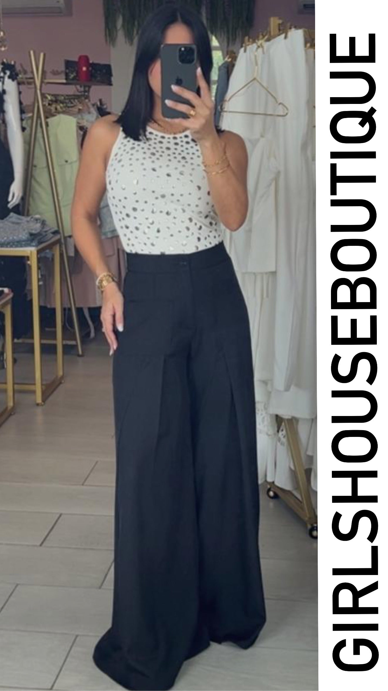 Black Solid Palazzo Pant