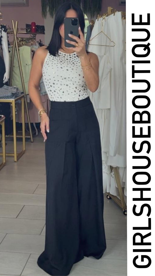 Black Solid Palazzo Pant