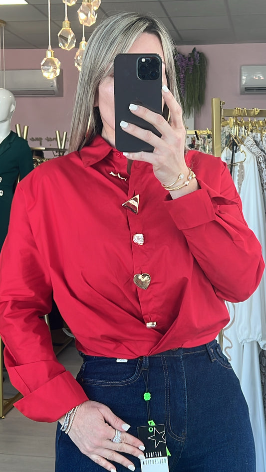 Rouge Long Sleeve & Gold Buttoms