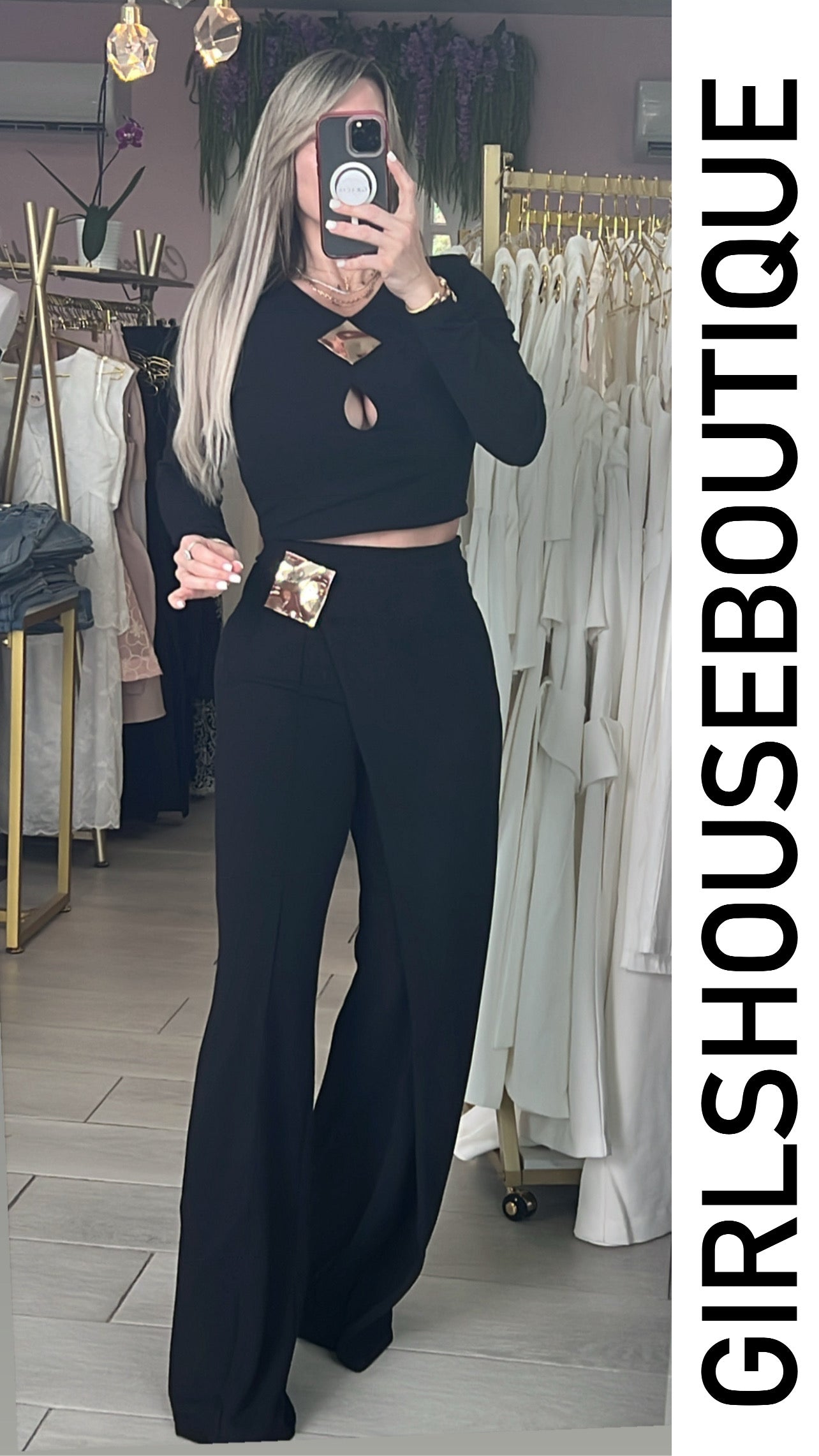 Black Icon Long Sleeve & Asymmetric Pant Set