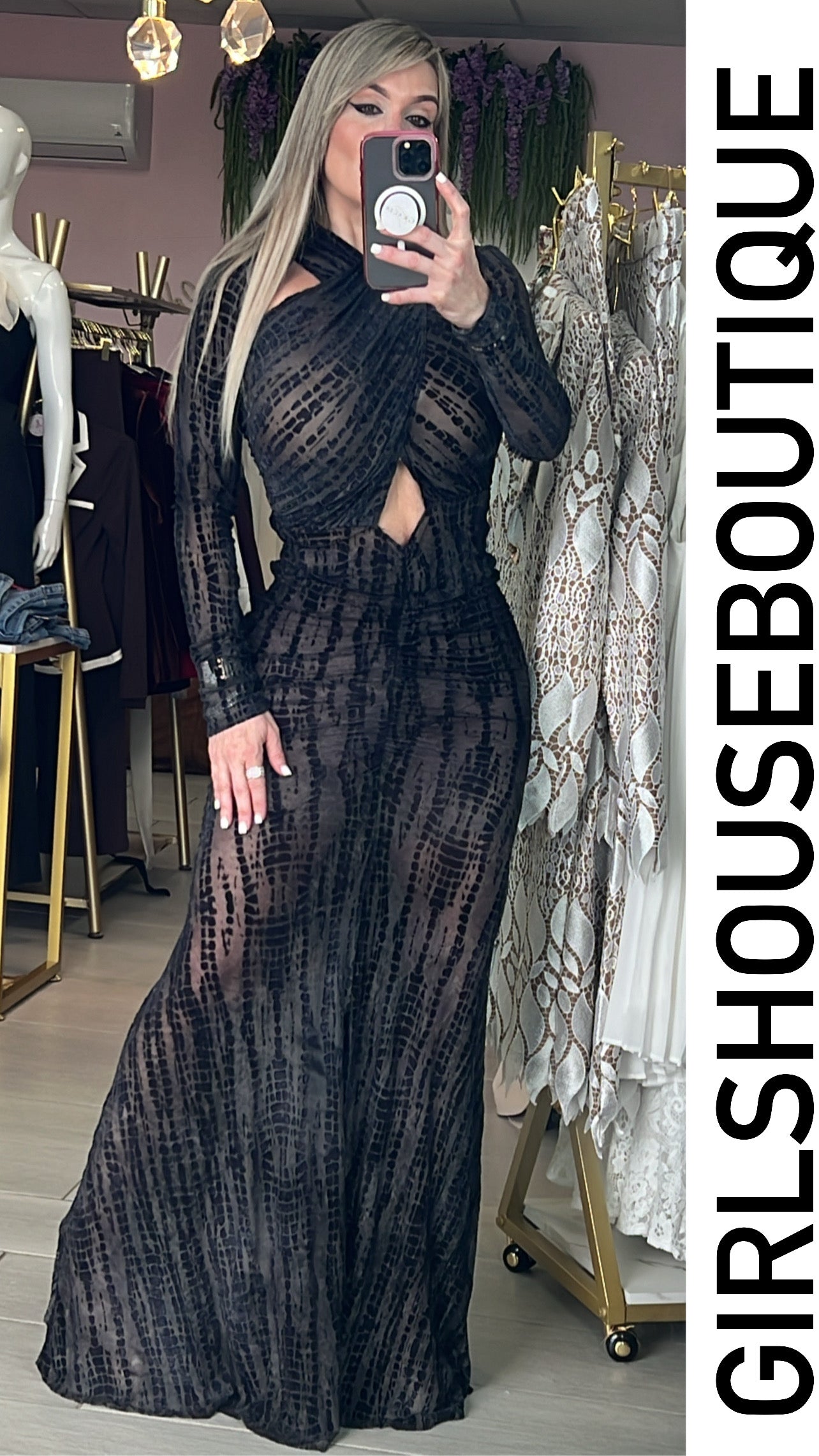 Zafiro Long Sleeve Mesh Dress