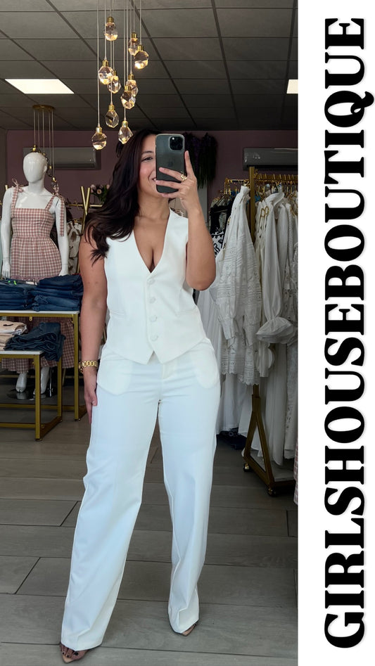 White Zemora Vest and Pant Set