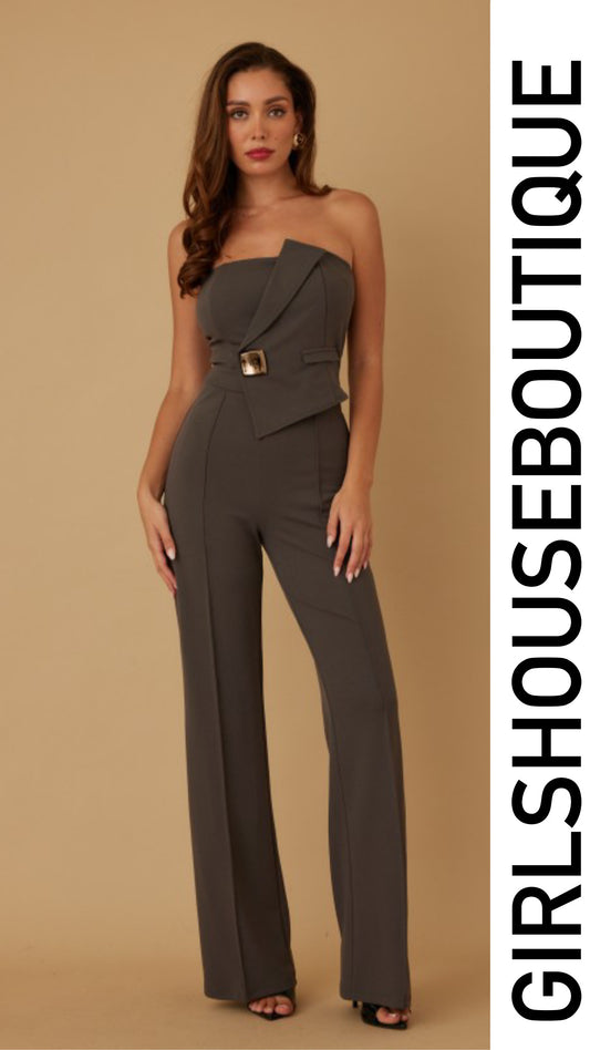Fernanda Charcoalgrey Straples&Diagonal Jumpsuit