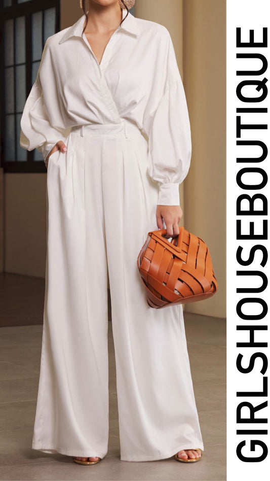 Spicy Mirella White/Pearl Satin Jumpsuit