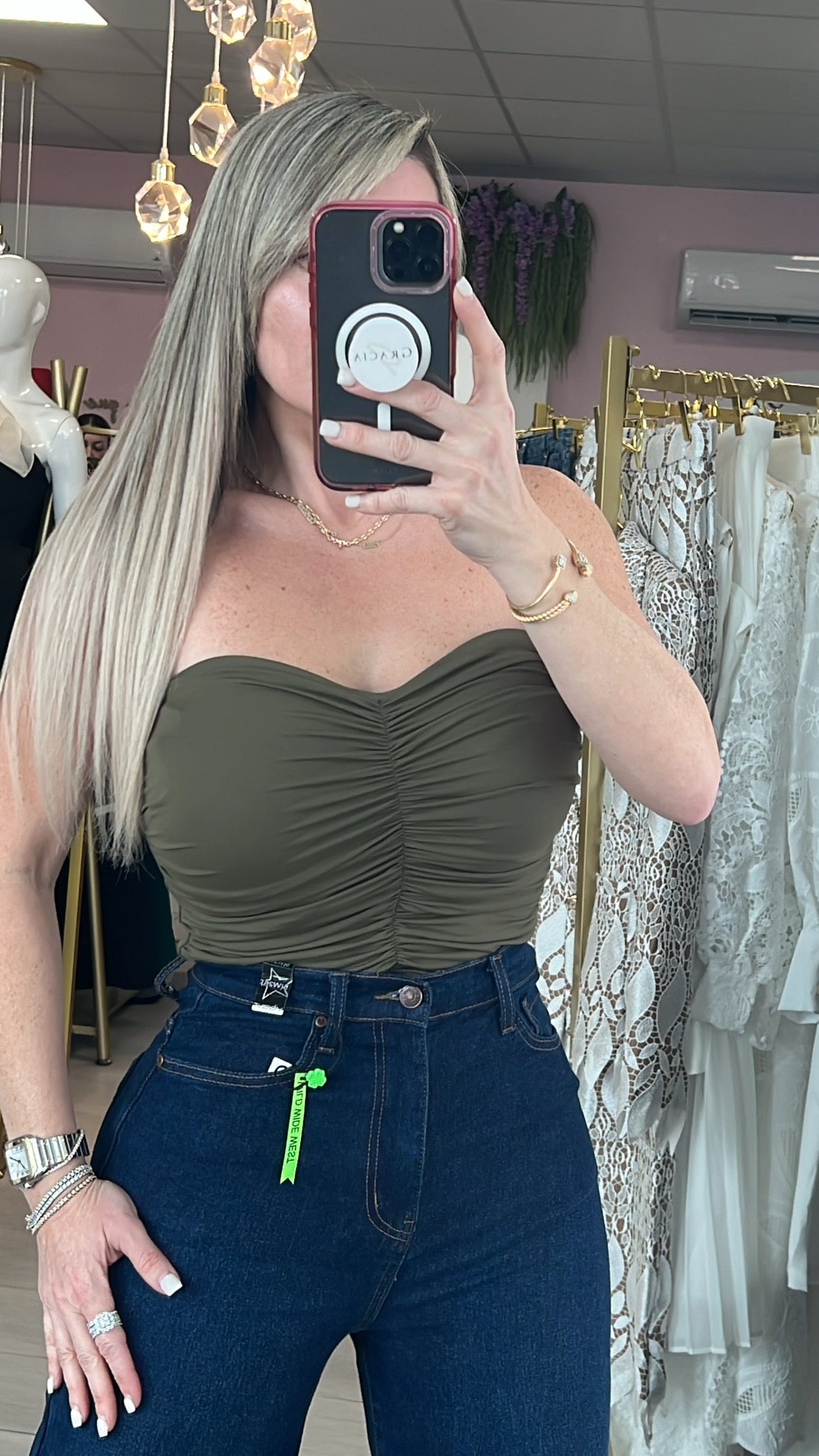 Rouge Stretch Olive Top