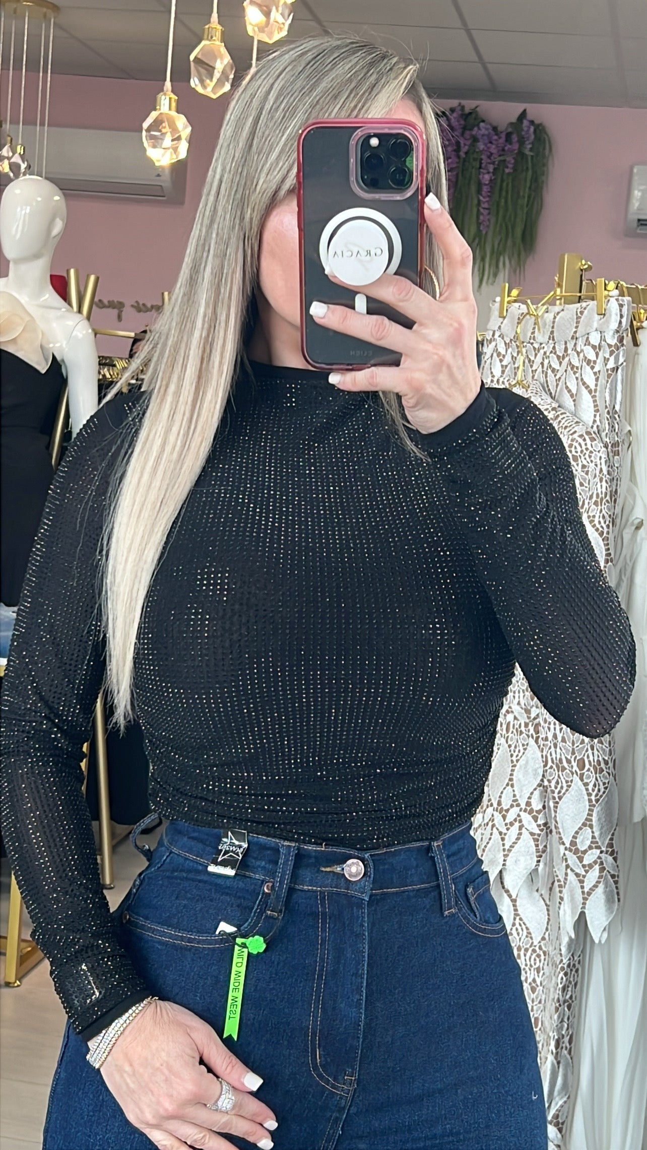 Christmas Eve Black Long Sleeve Top