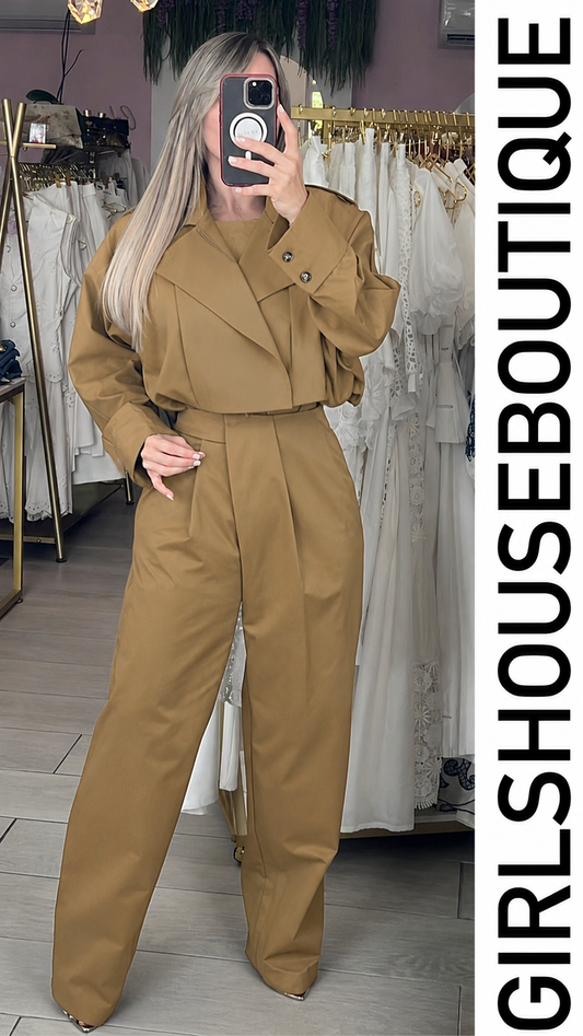 Parisician Kaky Jacket & Assymetric Pant Set
