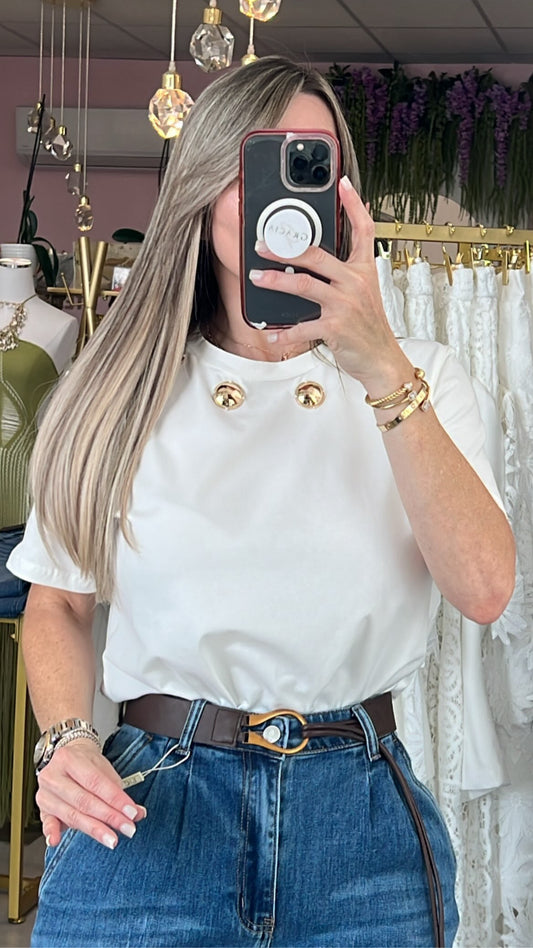 Blanc Gold Circle Charm Tshirt