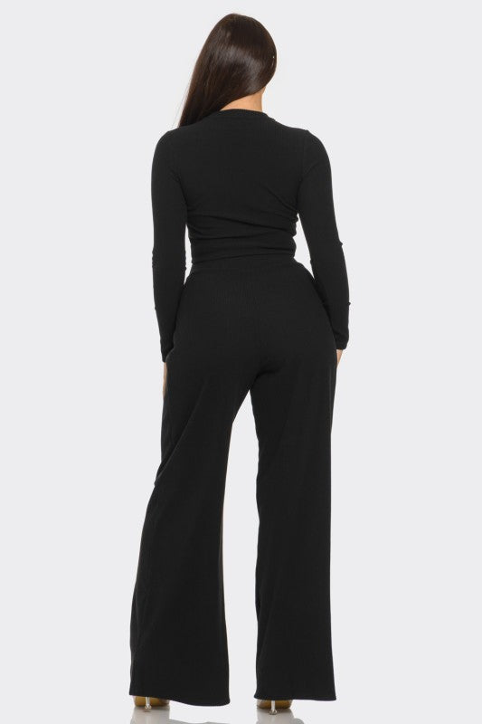 Black Strech Long Top & Pant Set
