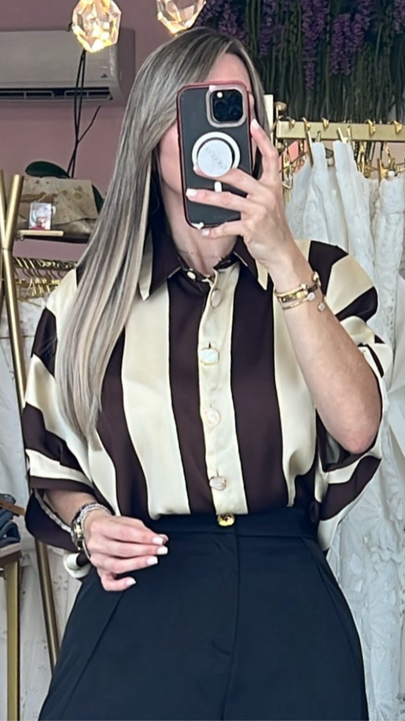 Champagne & Choco Stripe Blouse