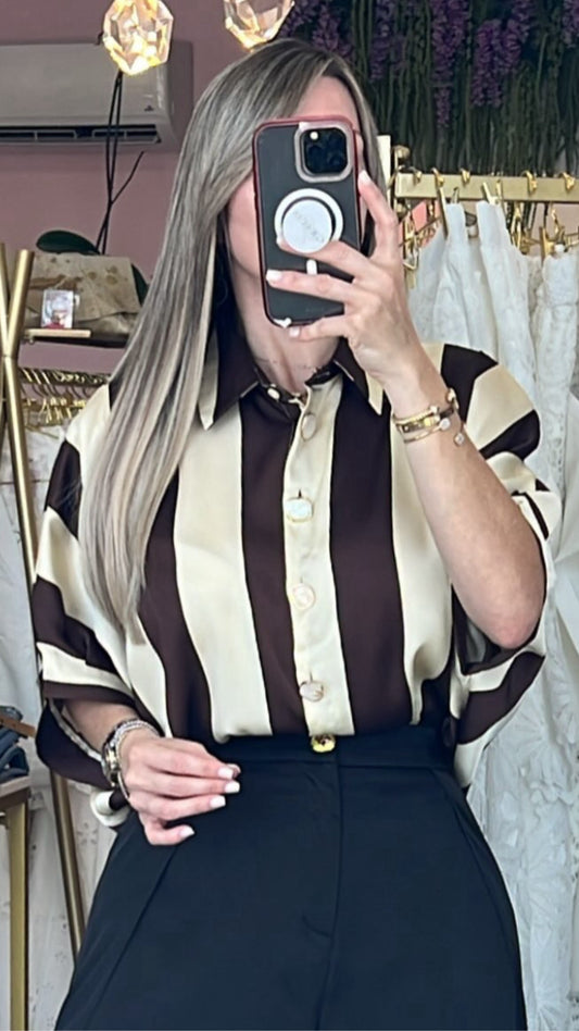 Champagne & Choco Stripe Blouse
