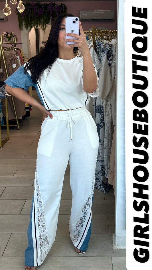 Mor White Top and Pant Set