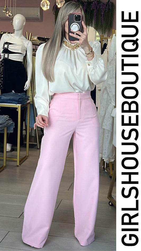 Champánge & Crystal Neck Details Blouse