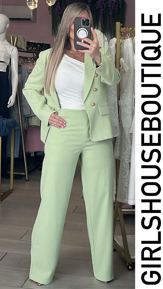 Mint Spring Colors Blazer & Pant Set
