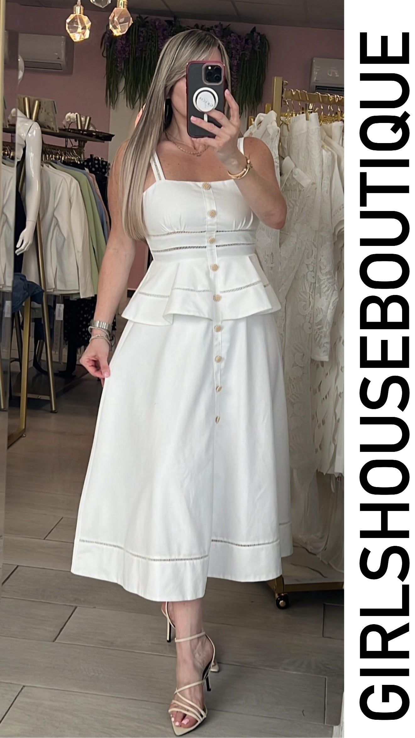 Marbella Lino Peplum Midi Dress