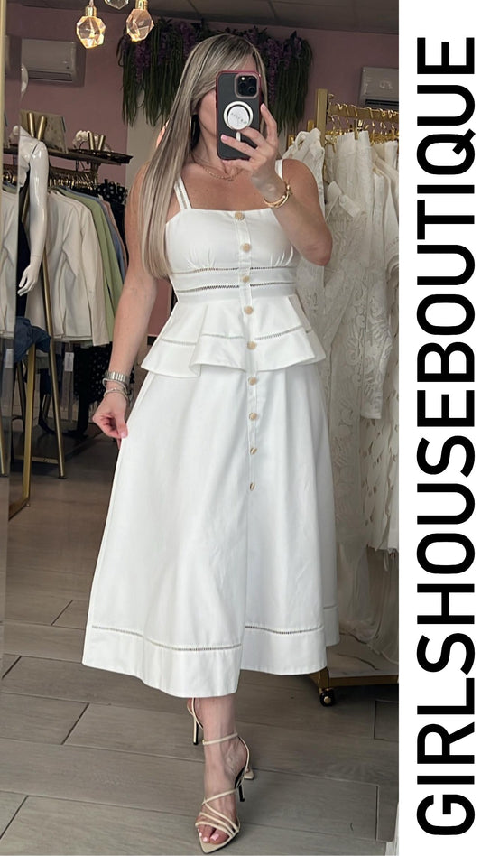 Marbella Lino Peplum Midi Dress