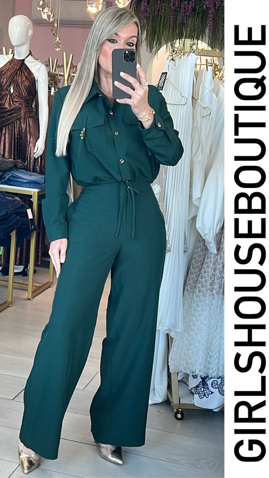 LaRossy Green Long Sleeve Top and Pant Set