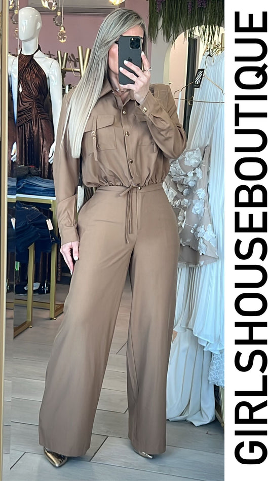 LaRossy Collection Beige Top and Pant Set