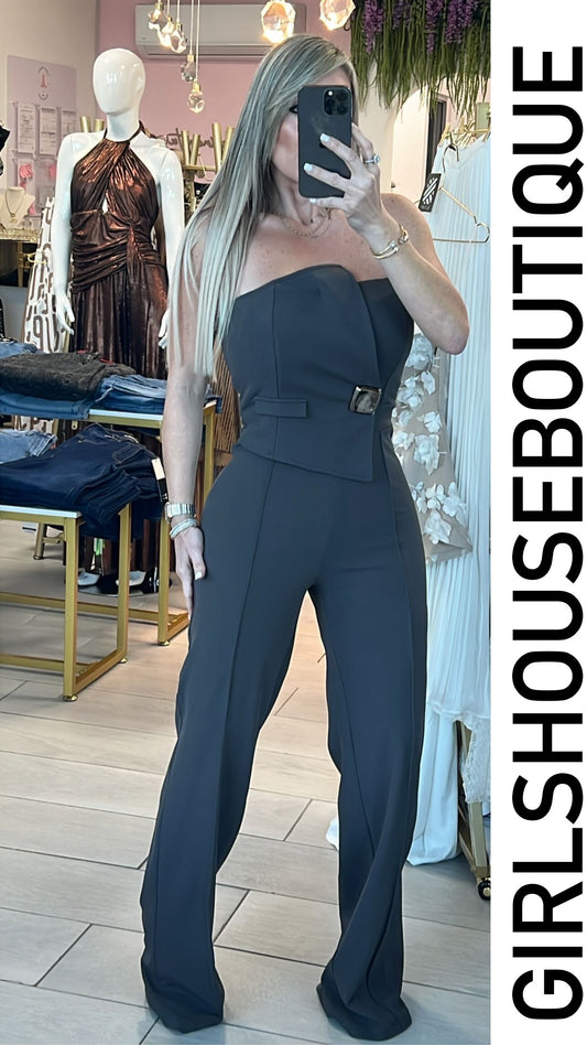 Fernanda Charcoalgrey Straples&Diagonal Jumpsuit