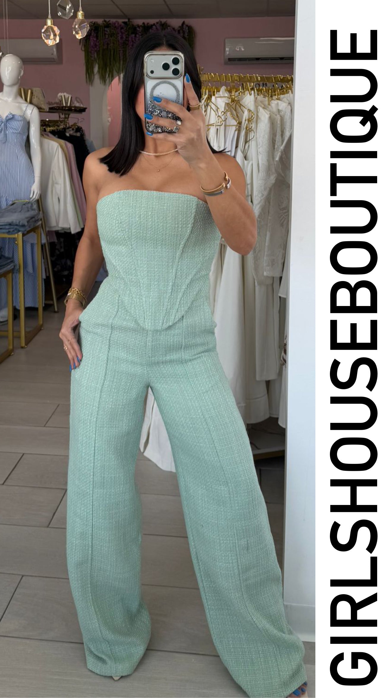 Sage Spring Bustier Top & Pant Set